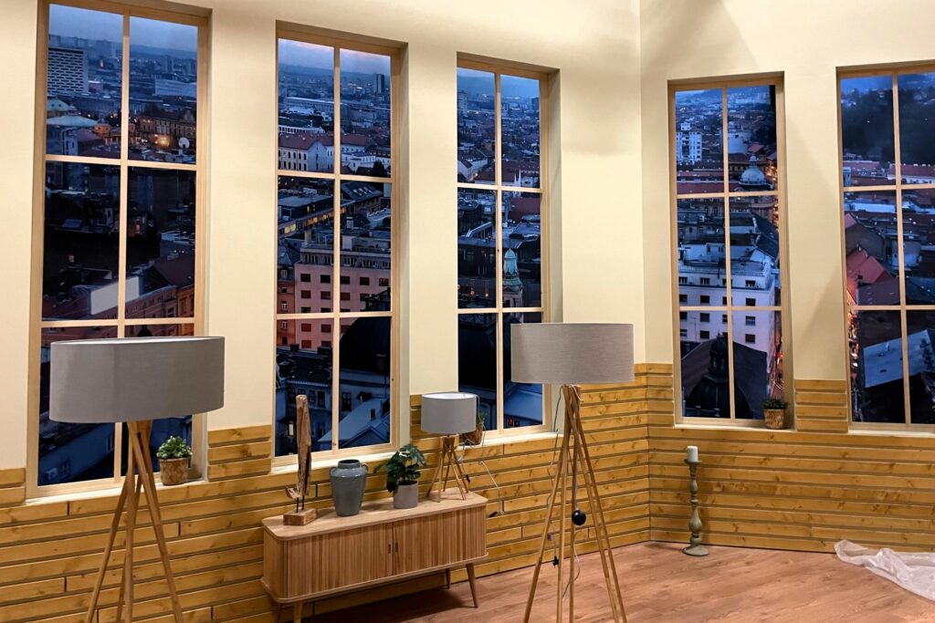 fototapeta na prozorima studia - prizor pogleda na grad